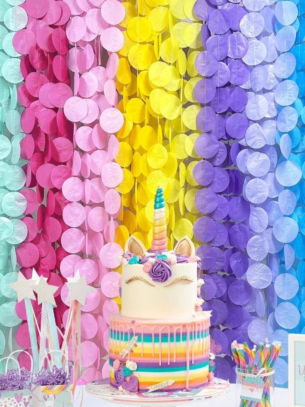 256Ft Pastel Party Decorations Big Circle Dot Backdrop Streamer Pastel Tissue Pa
